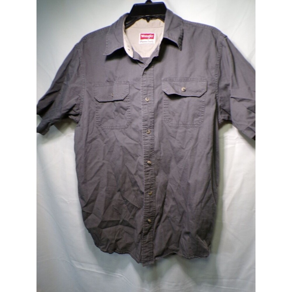 Wrangler Premium Quality Men's Gray Cotton Short Sleeve Shirt Medium